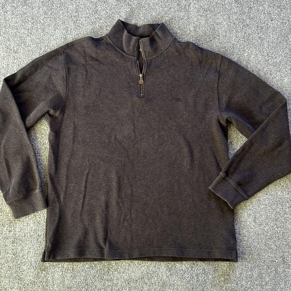 Rodd & Gunn Sweater Mens‎ Large Brown 1/4 Zip Mock Neck Cotton Knit Pullover
